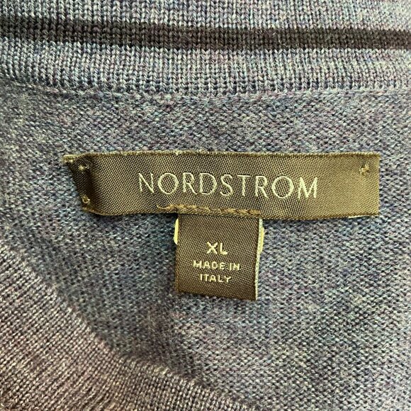 Nordstrom 100% Extra-Fine Merino Wool Purple V-Neck Sweater Mens XL Made In Ital - Picture 7 of 9